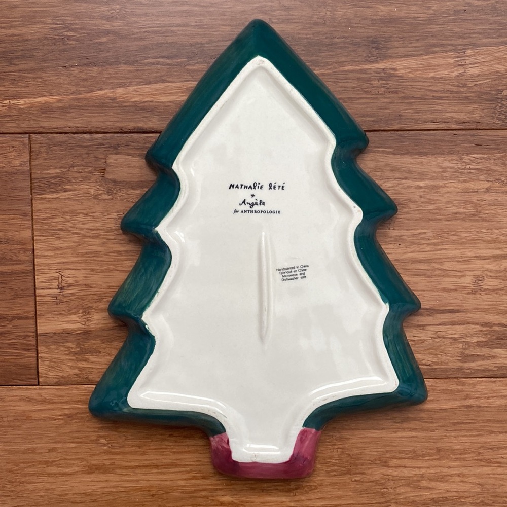 Anthropologie Nathalie Lete Christmas Tree Dessert Plate - Picture 2 of 4